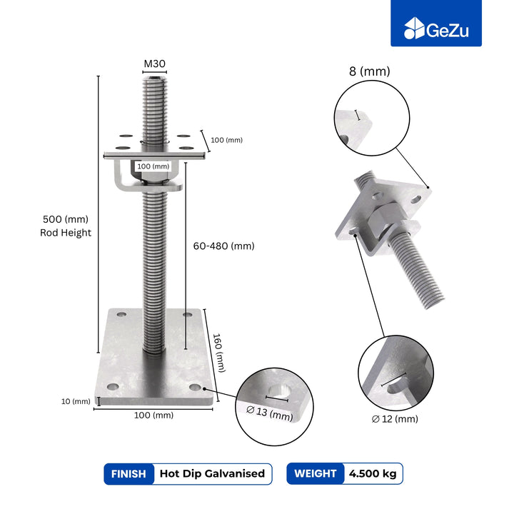 Height Adjustable Bolt Down Post Support | Adjustable Post Base