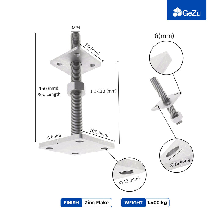 Height Adjustable Bolt Down Post Support | Post Base