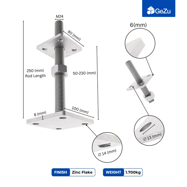 Height Adjustable Bolt Down Post Support | Post Base