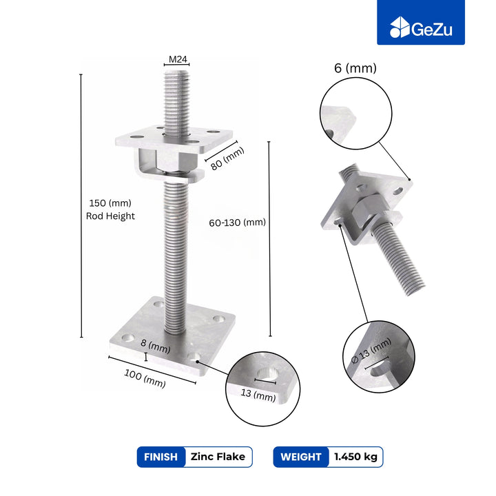 Height Adjustable Bolt Down Post Support | Adjustable Post Base