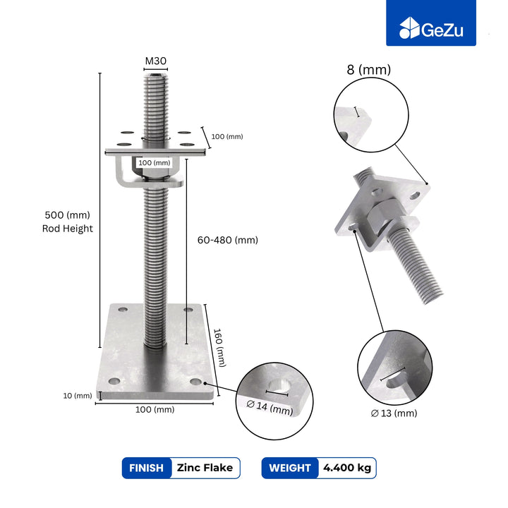 Height Adjustable Bolt Down Post Support | Adjustable Post Base