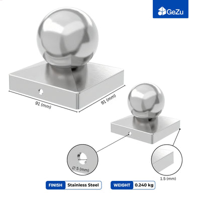 Square Fence Post Cap | Ball Top