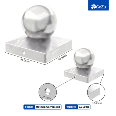 Square Fence Post Cap | Ball Top