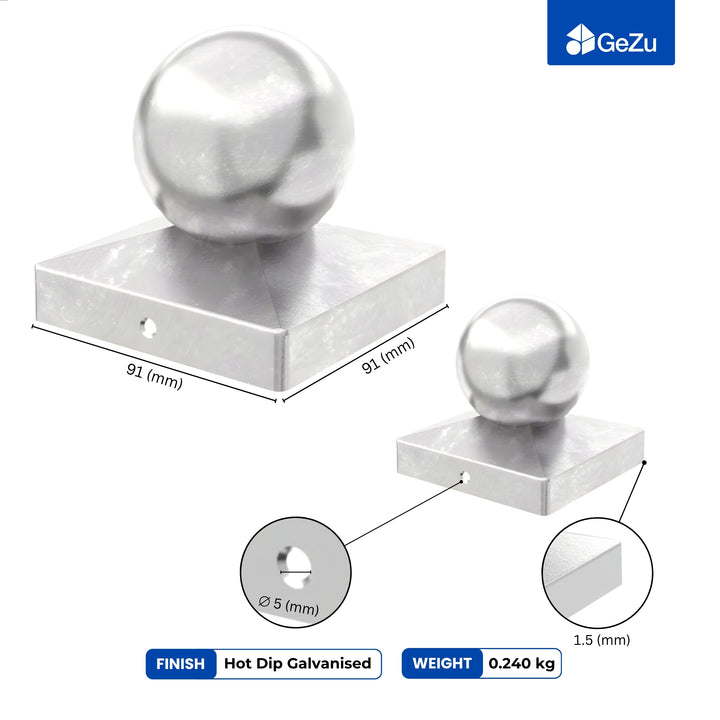 Square Fence Post Cap | Ball Top