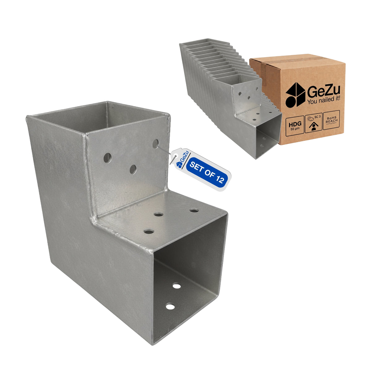 2-way L-shape pergola post connector bracket - 71 x 71 mm - Gezu Impex