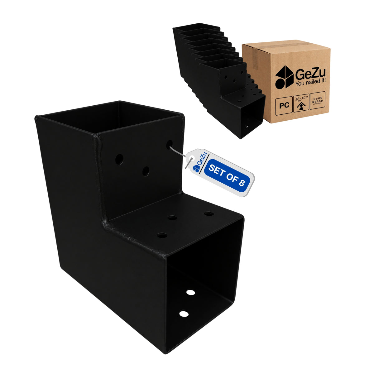 2-way L-shape pergola post connector bracket - 71 x 71 mm - Gezu Impex