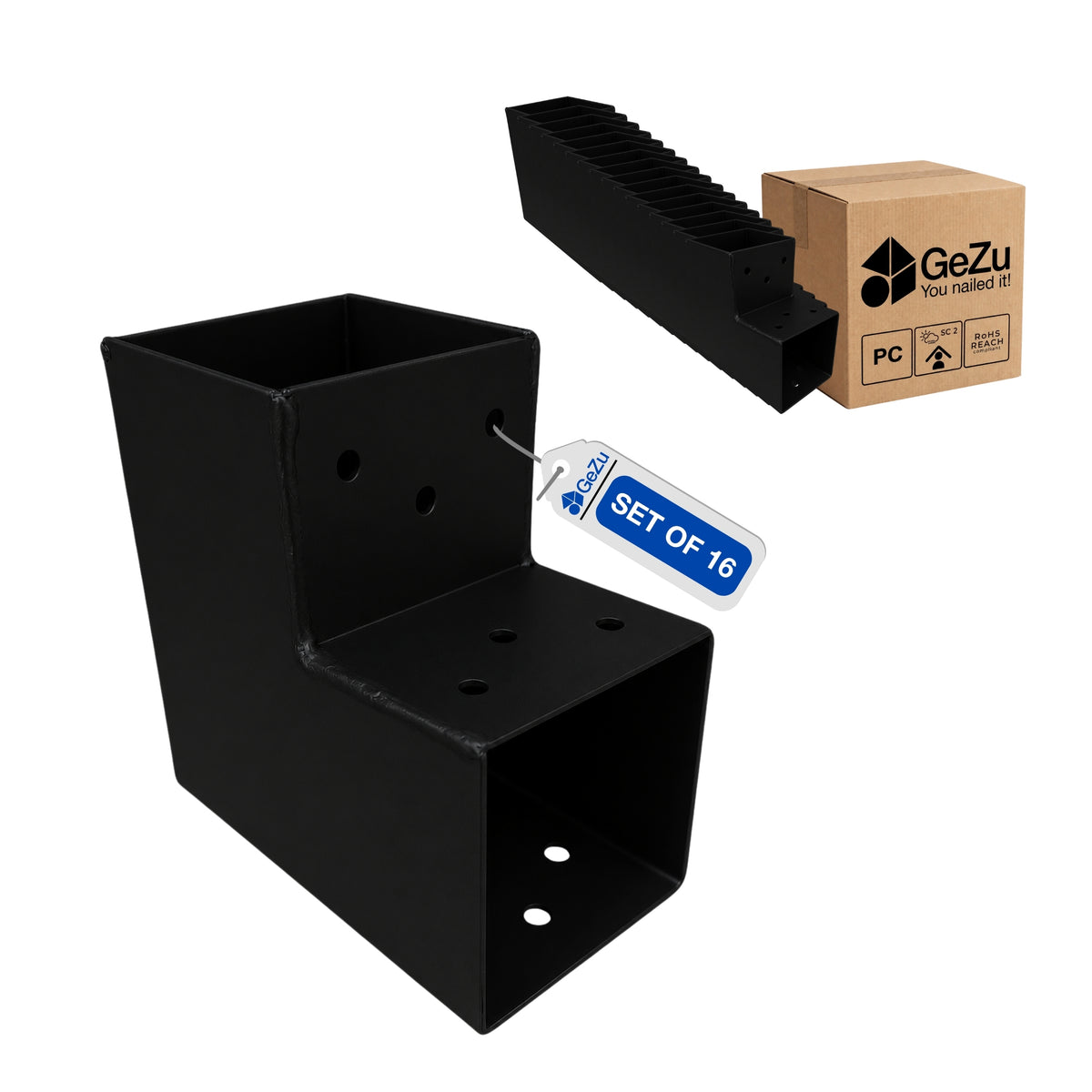 2-way L-shape pergola post connector bracket - 71 x 71 mm - Gezu Impex