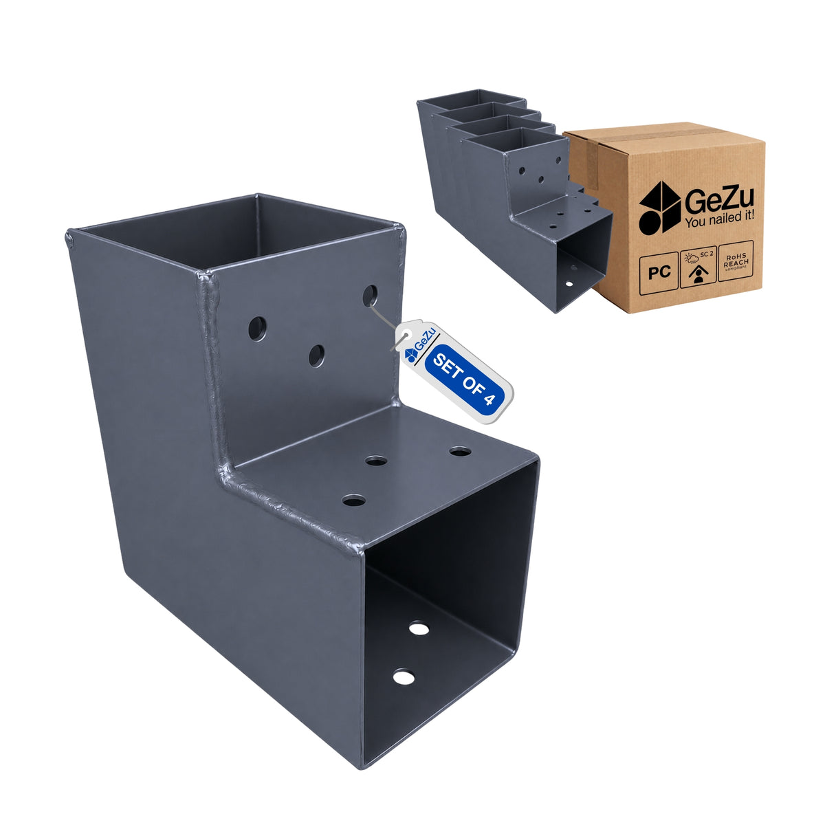 2-way L-shape pergola post connector bracket - 71 x 71 mm - Gezu Impex