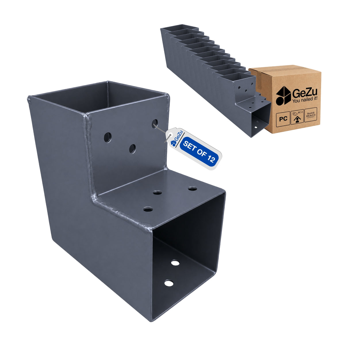 2-way L-shape pergola post connector bracket - 71 x 71 mm - Gezu Impex