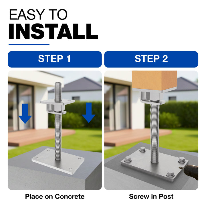 Height Adjustable Bolt Down Post Support | Adjustable Post Base