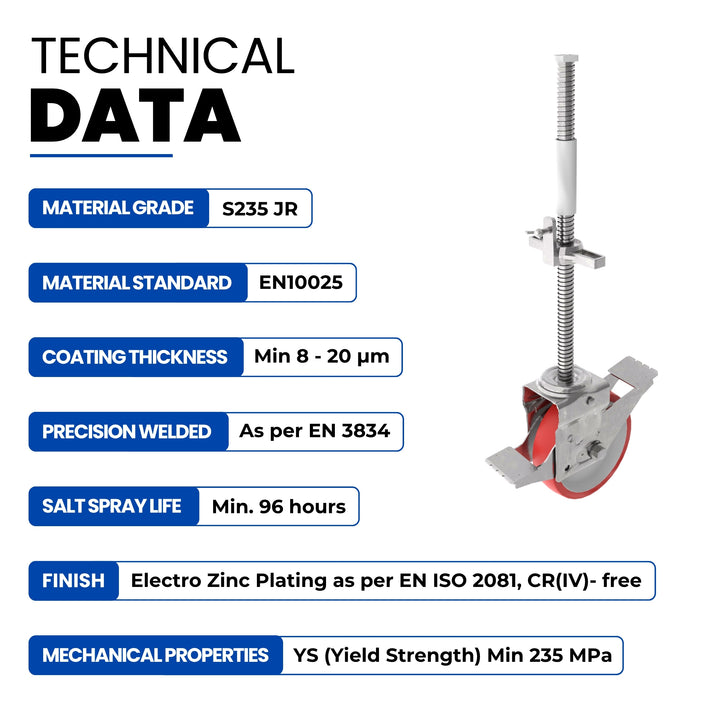 Adjustable Scaffolding Caster Wheel With Brake