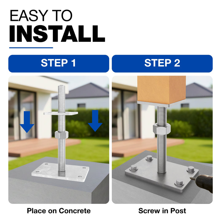 Height Adjustable Bolt Down Post Support | Post Base