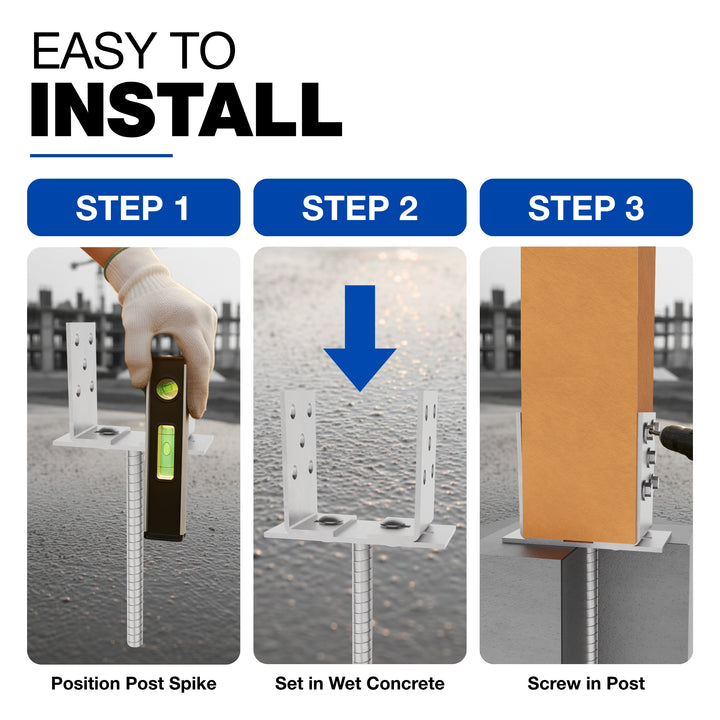 Concrete In U Post Support Holder | Width Adjustable