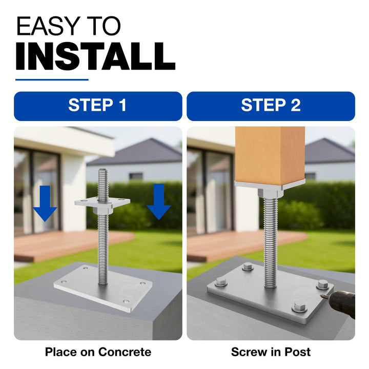 Height Adjustable Bolt Down Post Support | Post Base