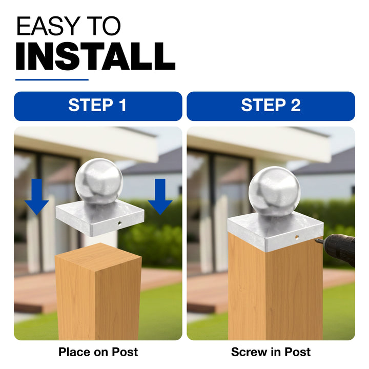 Square Fence Post Cap | Ball Top