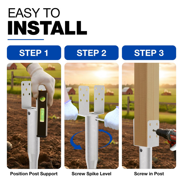 No Dig Ground Screw Anchor | U Model Ground Spike Bundle