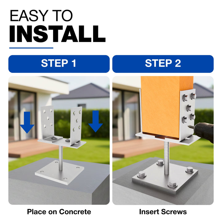 Bolt Down U Post Support Holder | Width Adjustable