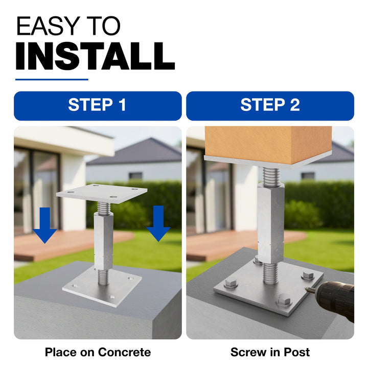Bolt Down Elevated Adjustable Post Base