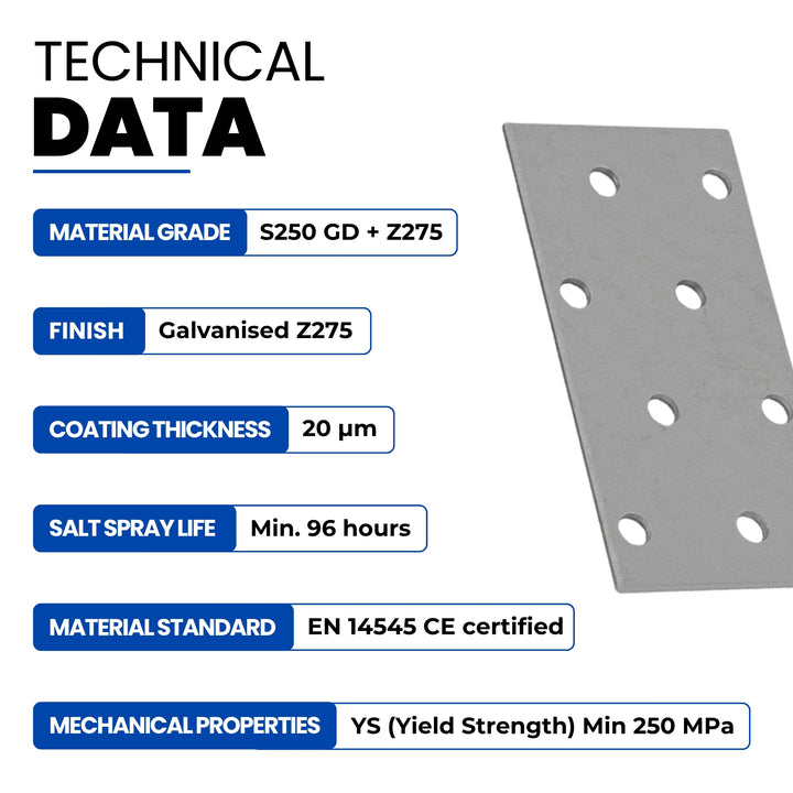 Flat wood connector plate