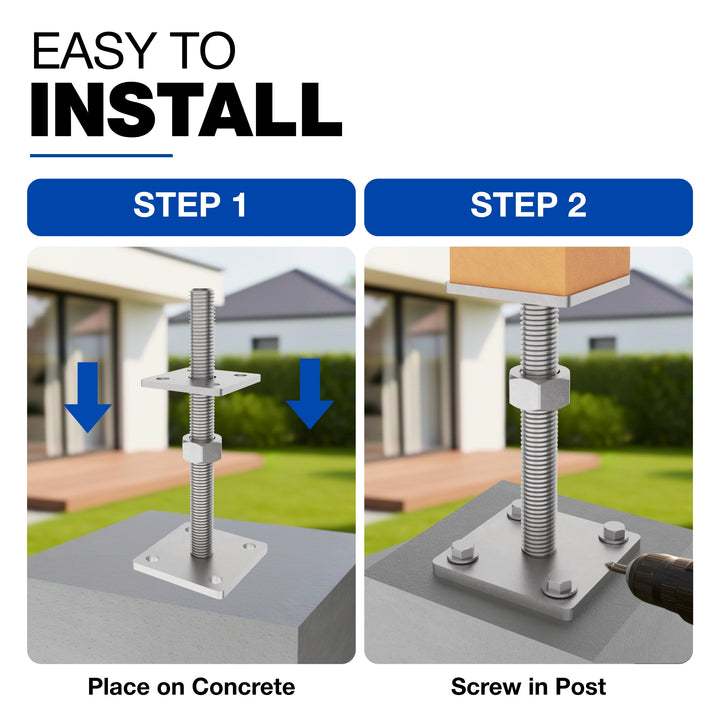 Height Adjustable Bolt Down Post Support | Post Base