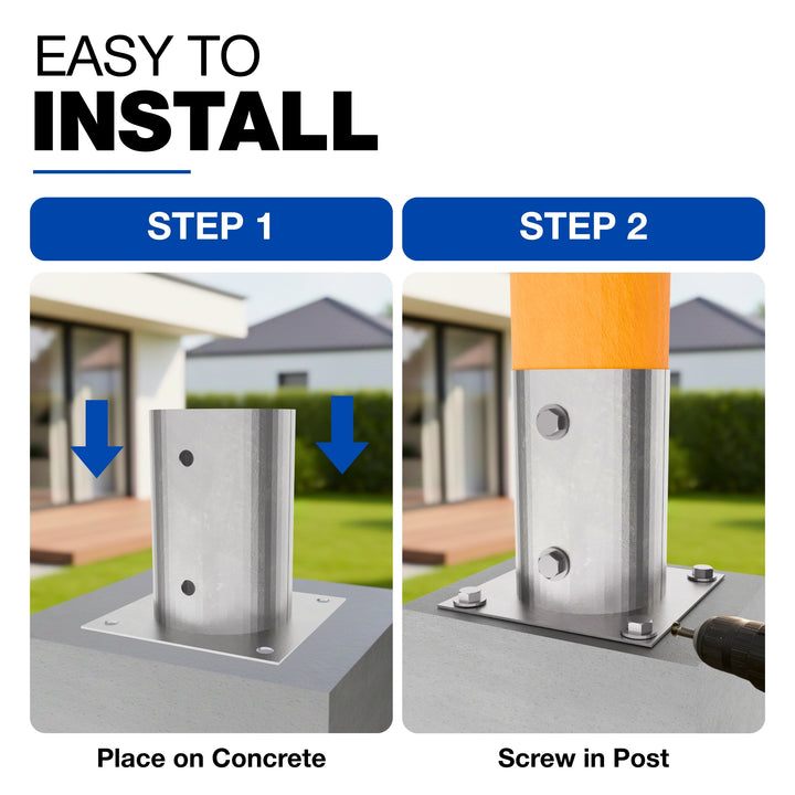 Round Bolt Down Post Support Base | Post Shoe