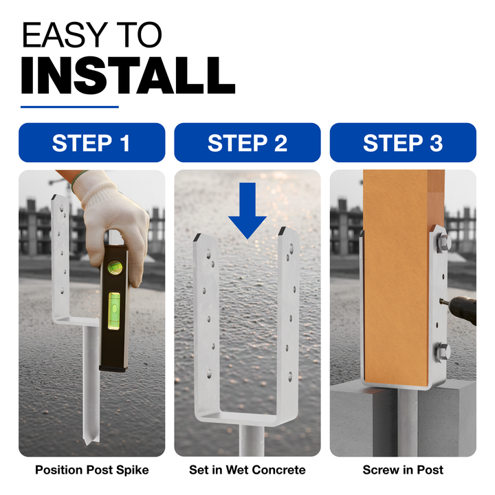 Concrete In U Shape Post Holder With Pin | Post Support