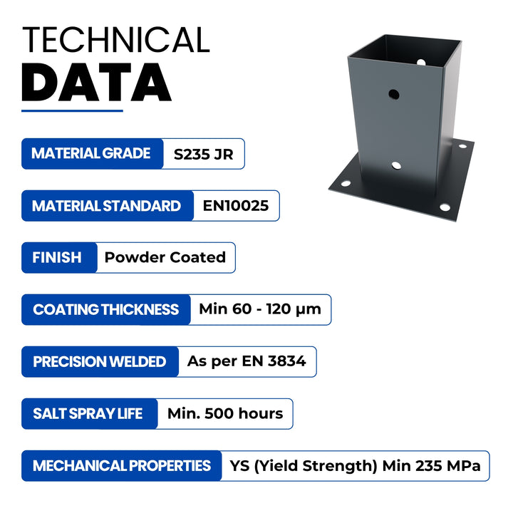 Square Bolt Down Post Support Base | Post Shoe