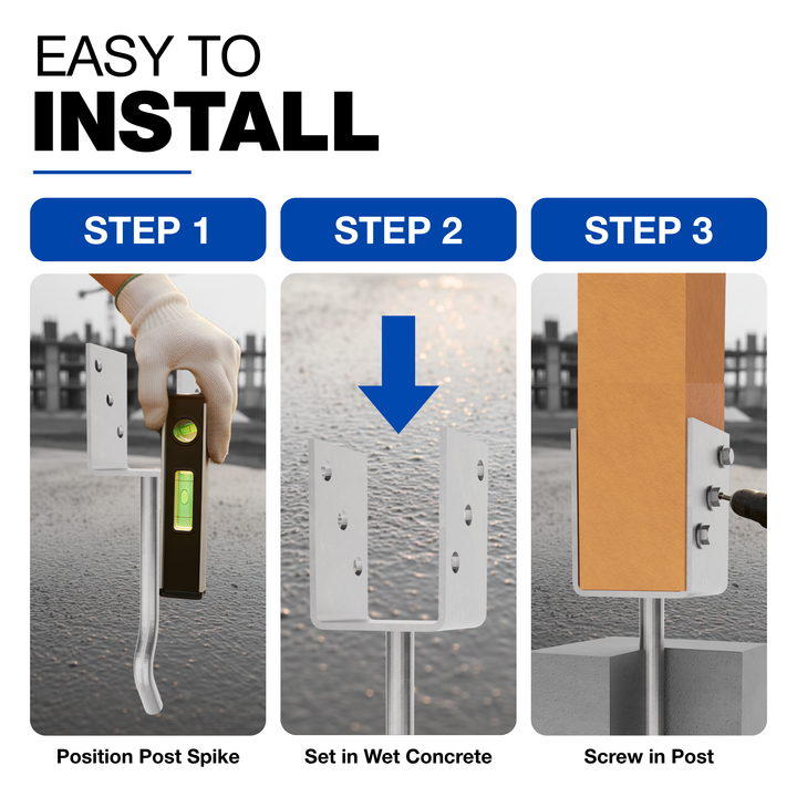 Concrete In U Shaped Post Holder With Bent Rod