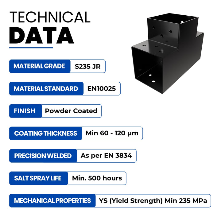 3-Way Post Connector T Shape | Pergola Corner Bracket