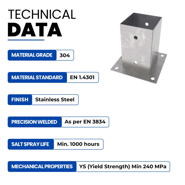 Square Bolt Down Post Support Base | Post Shoe