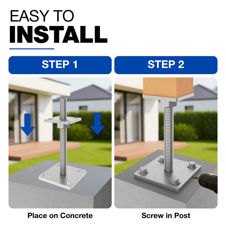 Height Adjustable Bolt Down Post Support | Post Base