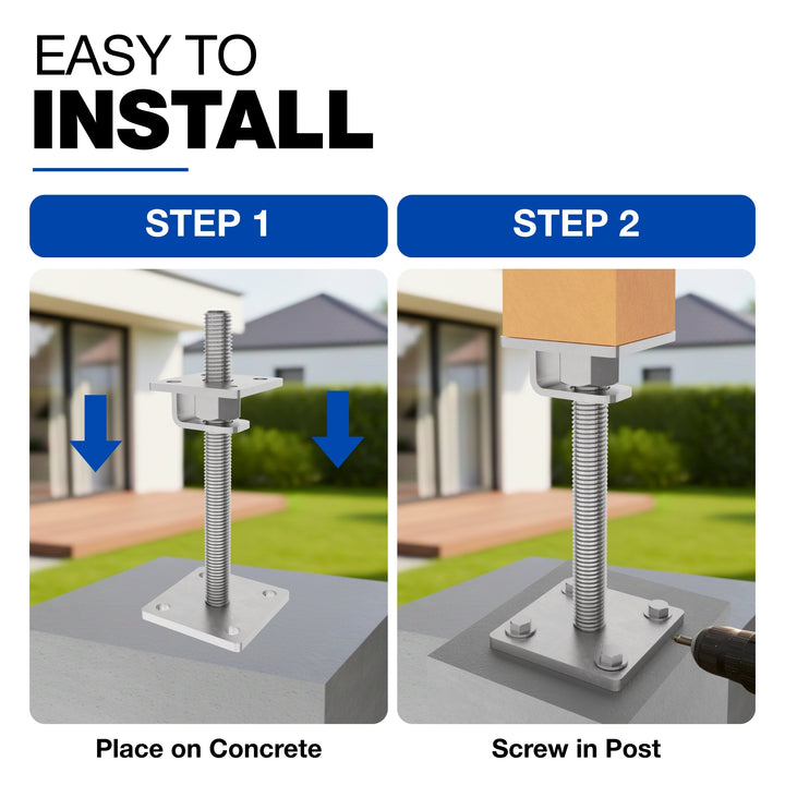 Height Adjustable Bolt Down Post Support | Adjustable Post Base
