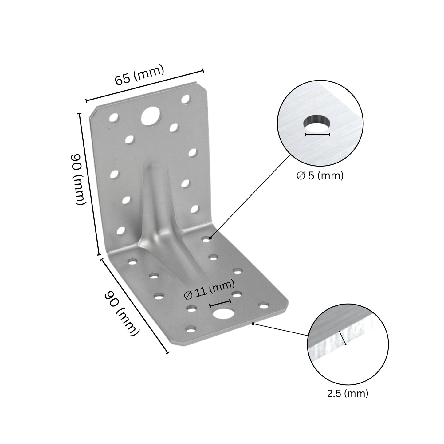 Angle bracket with rib