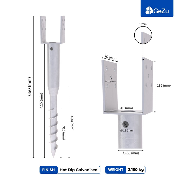 No Dig Ground Screw Anchor | U Model Ground Spike