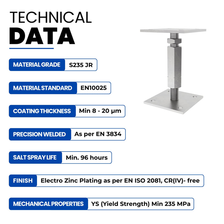 Bolt Down Elevated Adjustable Post Base With Nut