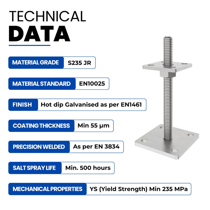 Height Adjustable Bolt Down Post Support | Post Base
