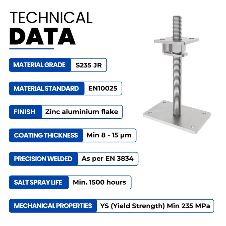 Height Adjustable Bolt Down Post Support | Adjustable Post Base