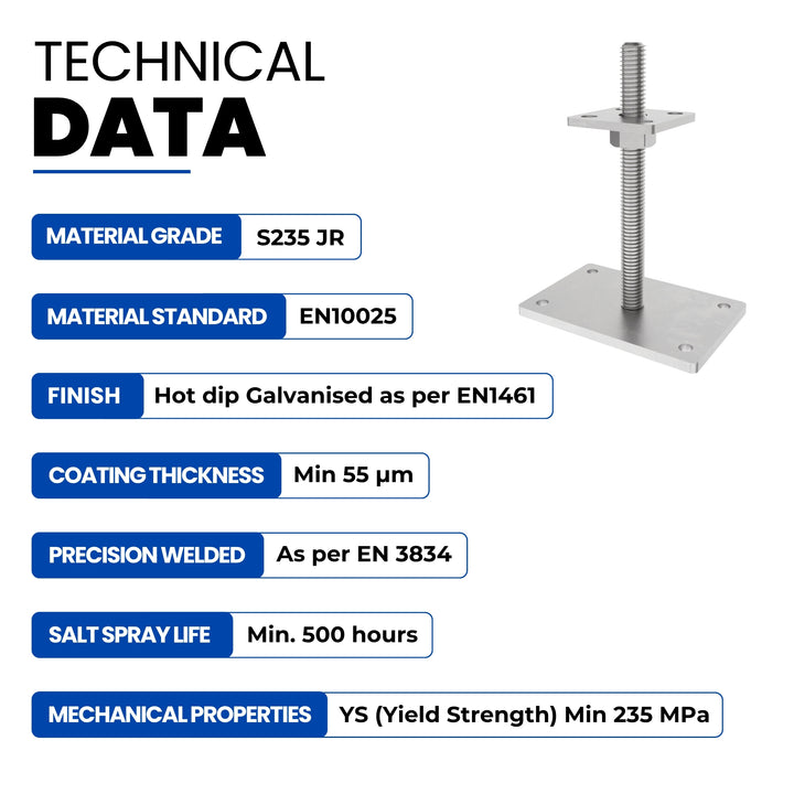 Height Adjustable Bolt Down Post Support | Post Base