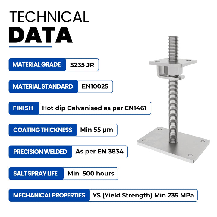 Height Adjustable Bolt Down Post Support | Adjustable Post Base