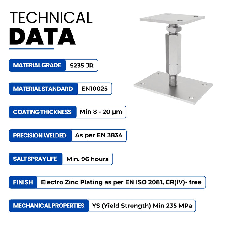 Bolt Down Elevated Adjustable Post Base With Nut