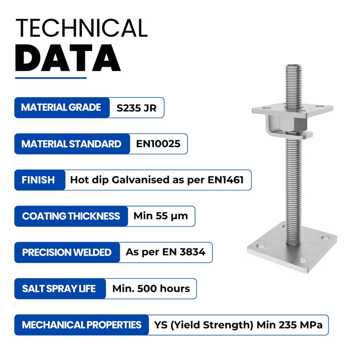 Height Adjustable Bolt Down Post Support | Adjustable Post Base
