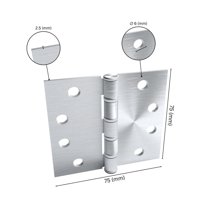 ball bearing hinge with labeled dimensions.