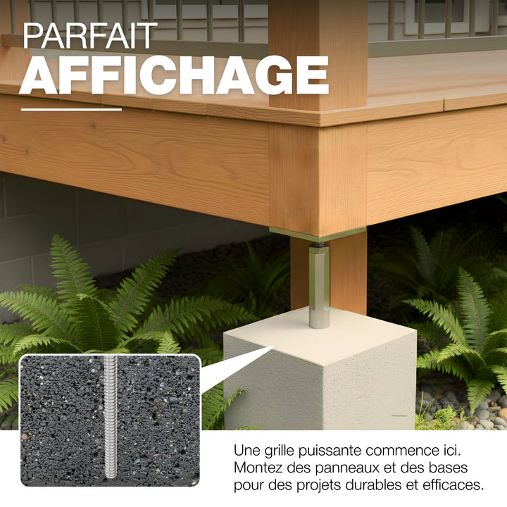 Adjustable T Post Support for Concrete with lock, long nut and lock pin
