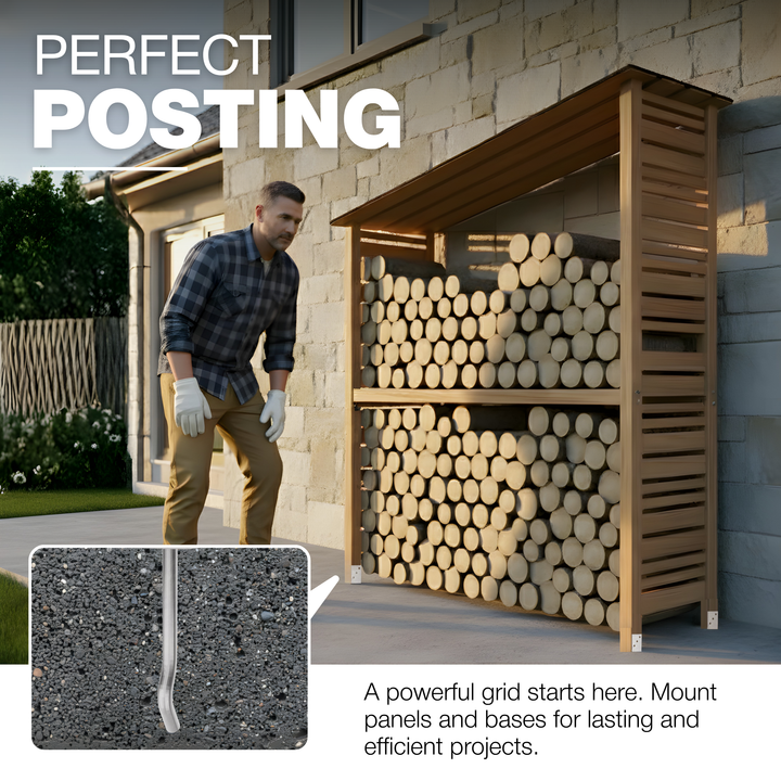 Concrete In U Shaped Post Holder With Bent Rod