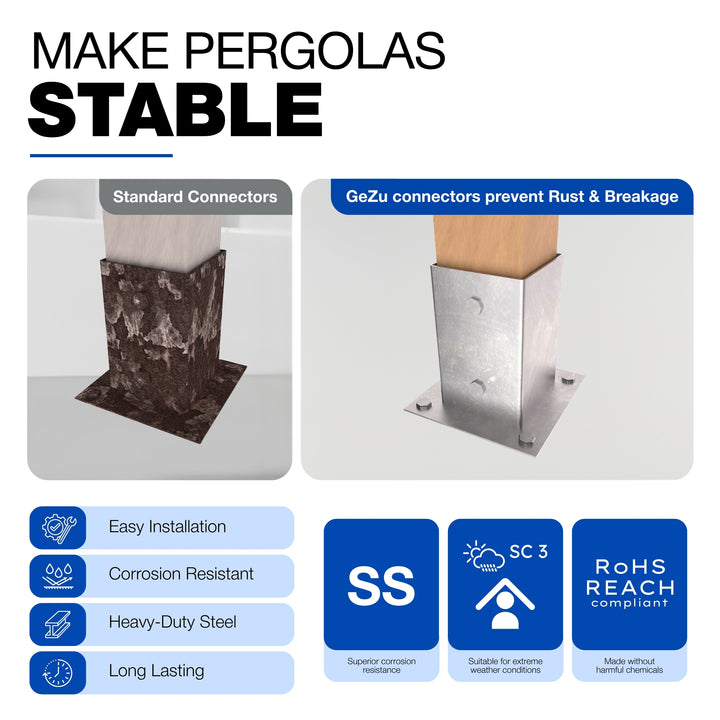 Square Bolt Down Post Support Base | Post Shoe