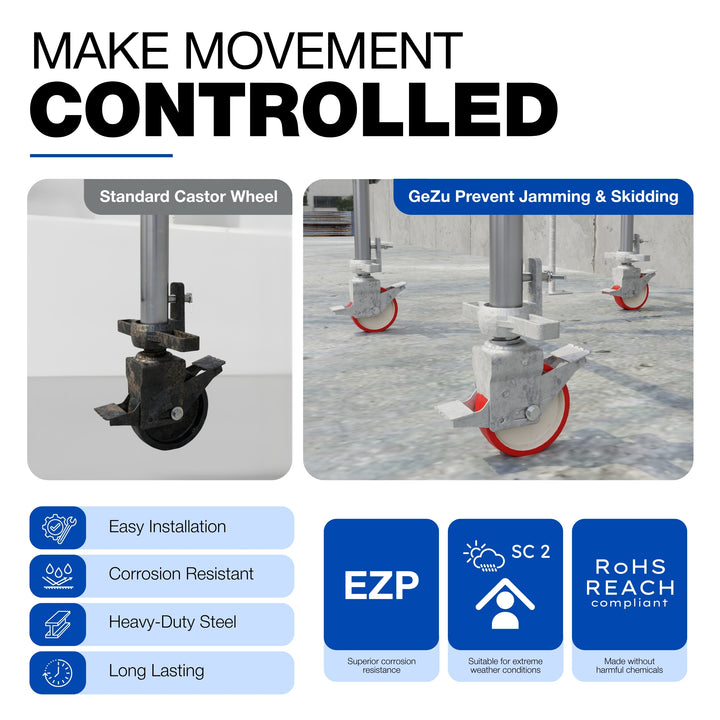 Adjustable Scaffolding Caster Wheel With Brake