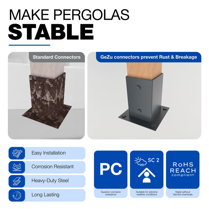 Square Bolt Down Post Support Base | Post Shoe
