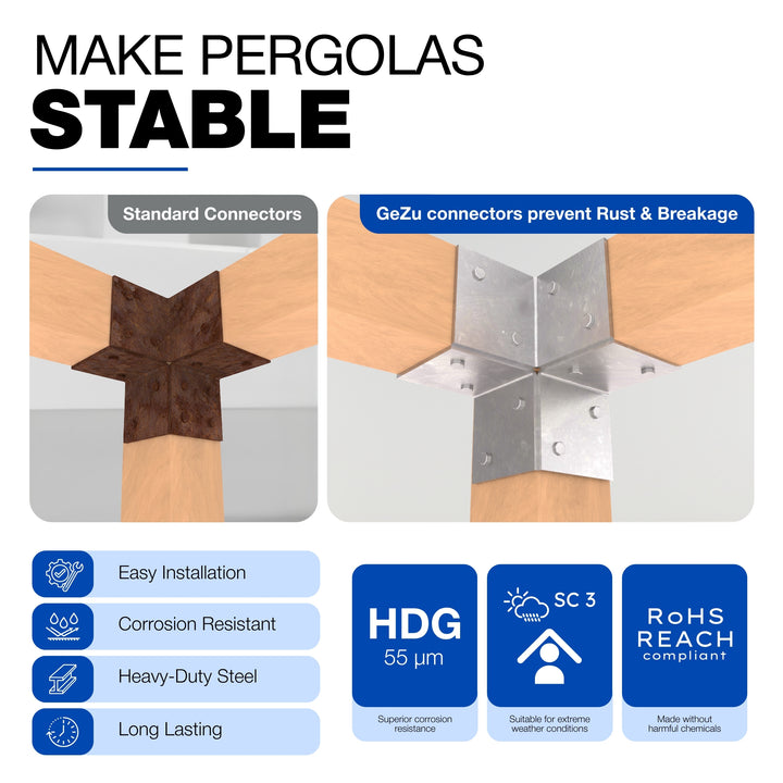 3 Way Corner Pergola Bracket | Post Connectors