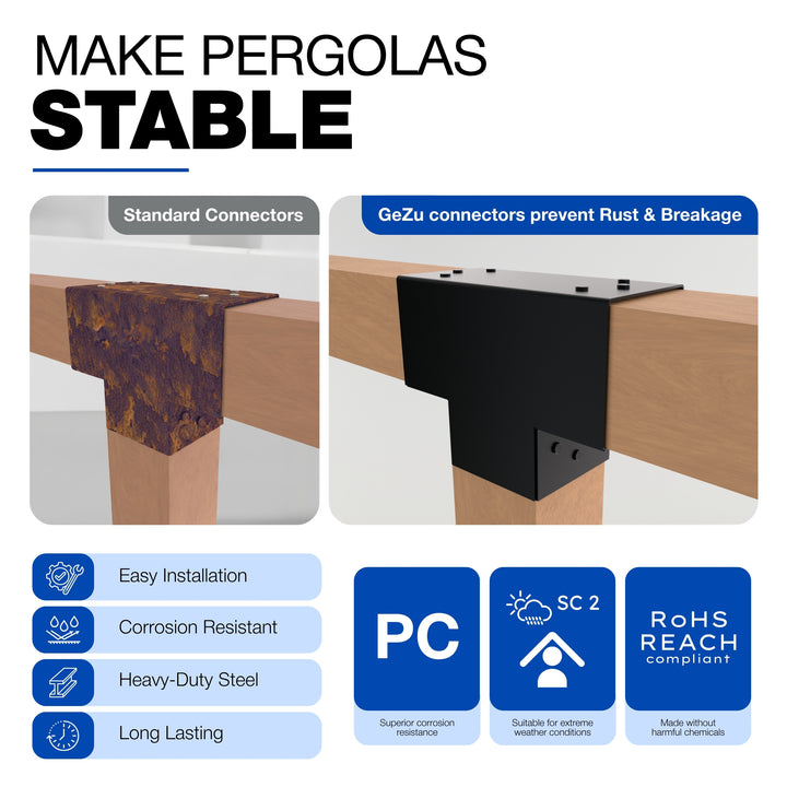 3-Way Post Connector T Shape | Pergola Corner Bracket