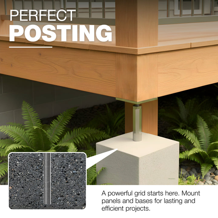 Adjustable T post support for concrete